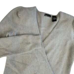 Vtg Ballet Faux Wrap Sweater Angora Blend Women M Gray Moda Int’l Soft‎ Fuzzy